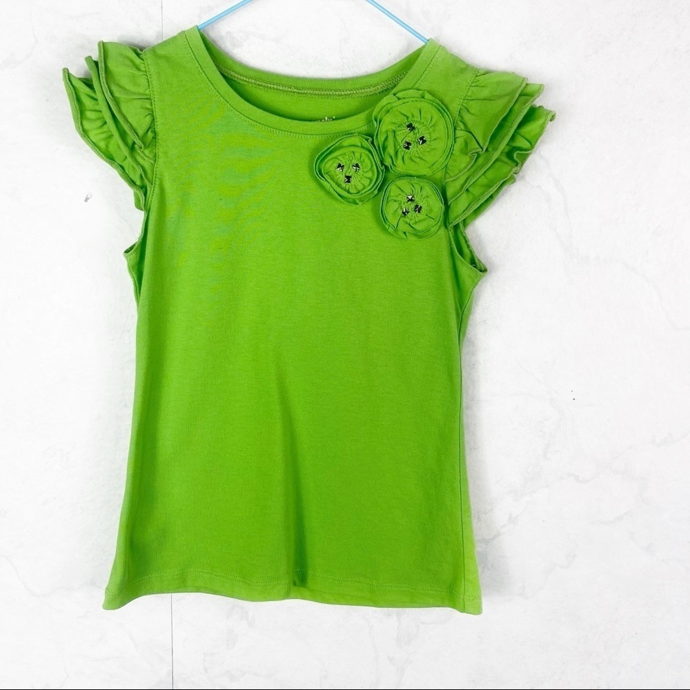 [Extremely Me] Green Ruffle Sleeve Top